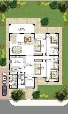 Seprate Villa 1 Floor Front-Plan
