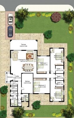 Seprate Villa 1 floor Back-Plan